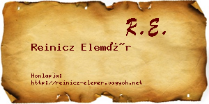 Reinicz Elemér névjegykártya